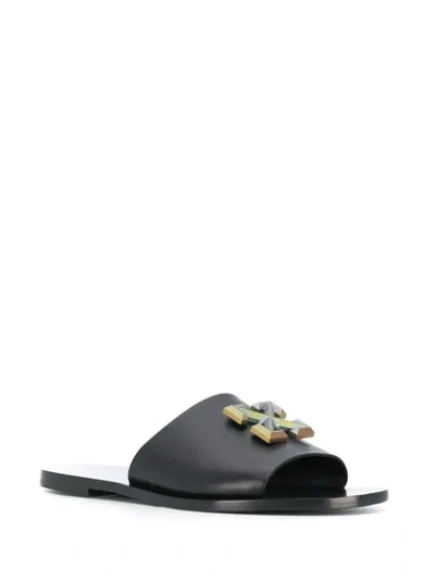 Shop Off-white Arrows Plaque Slide Sandals In Black