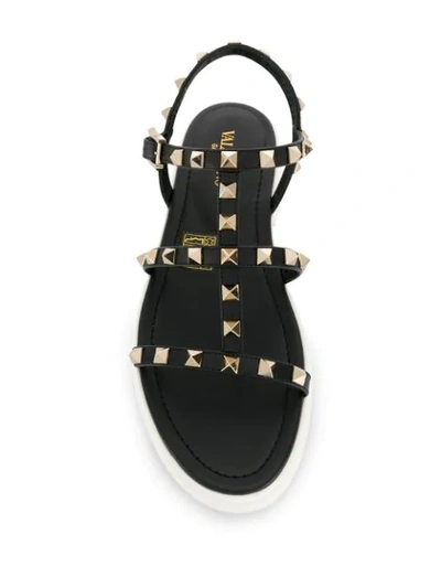 Shop Valentino Rockstud Platform Sandals In Black