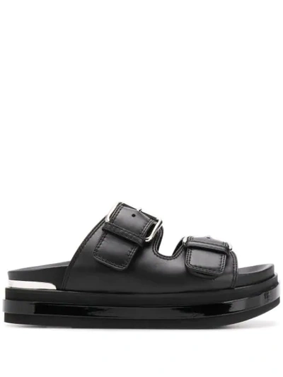 Shop Alexander Mcqueen Buckle Sandals In Black