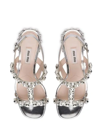 Shop Miu Miu Crystal-embellished Sandals In Silver