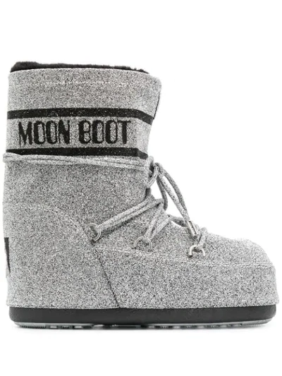 Shop Moon Boot Metallic S In Silver