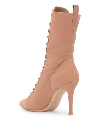 Shop Gianvito Rossi Pointed Toe Lace-up Boots In Pink