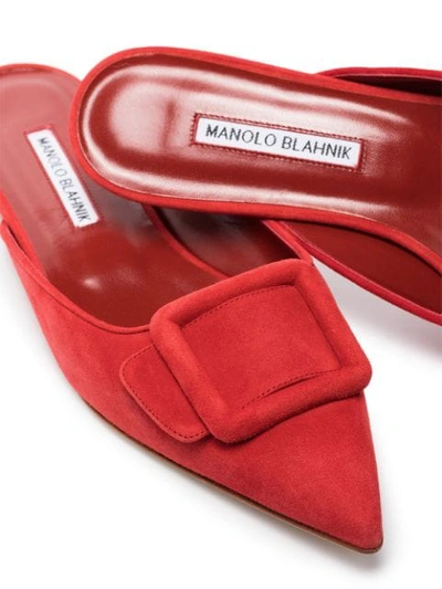 Shop Manolo Blahnik Maysale Flat Mules In Red