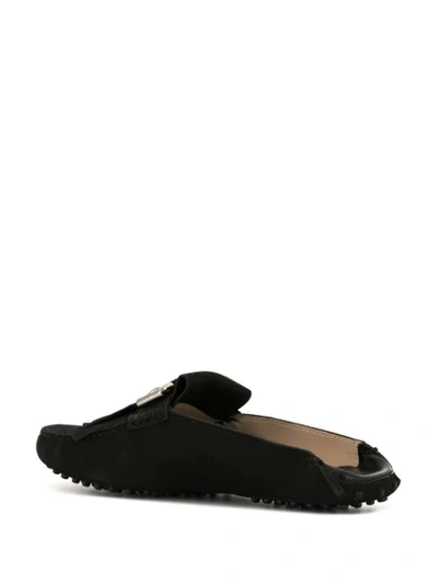 Shop Tod's Backless Fringed Loafers In Black