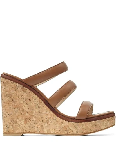 Shop Jimmy Choo Athenia Wedge Sandals 110mm In Brown