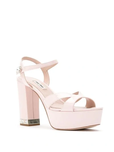 Shop Miu Miu Patent Leather Sandals In Pink