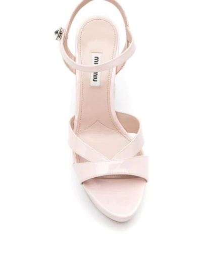 Shop Miu Miu Patent Leather Sandals In Pink