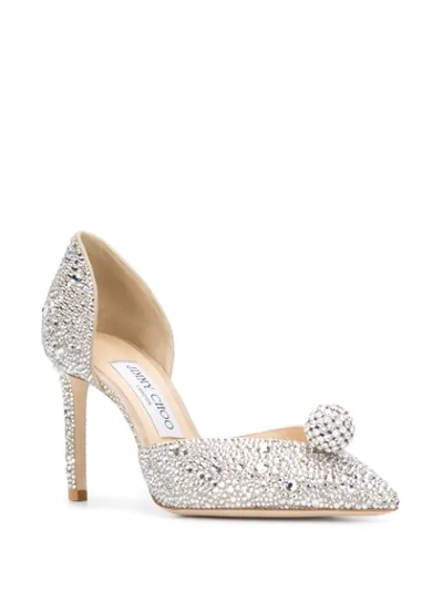 Shop Jimmy Choo Sabine 85mm Pumps In Silver