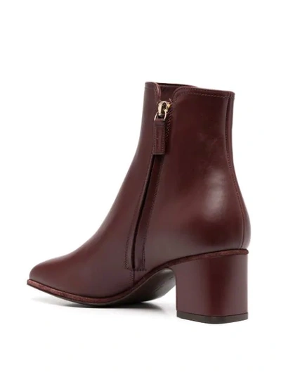 Ferragamo Women's Cesaro Square-toe Leather Ankle Boots In Red