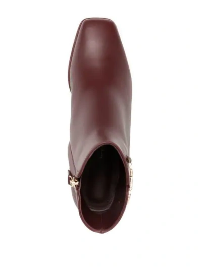 Ferragamo Women's Cesaro Square-toe Leather Ankle Boots In Red