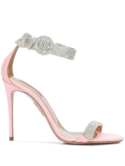 Shop Aquazzura Chain Reaction 105mm Sandals In Pink