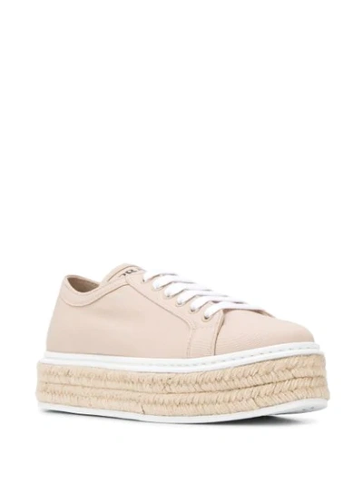 Shop Prada Lace-up Espadrille Sneakers In Neutrals