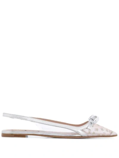 Shop Red Valentino Sandie Glitter Ballerina Shoes In Silver