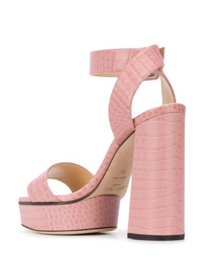 Shop Jimmy Choo Jax 125mm Crocodile-effect Sandals In Pink