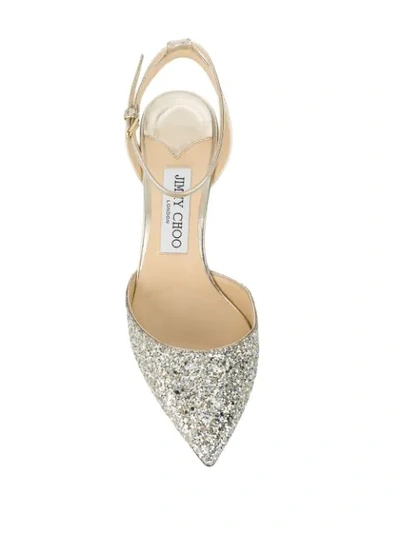 Shop Jimmy Choo Micky 85 Glitter Pumps In Gold