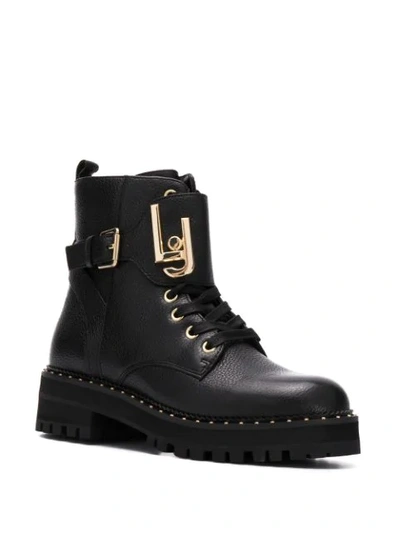 Shop Liu •jo Lace-up Combat Boots In Black