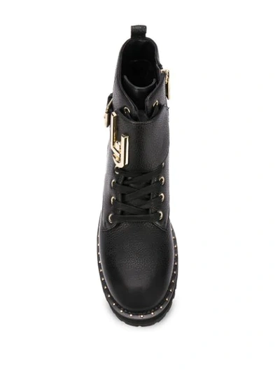 Shop Liu •jo Lace-up Combat Boots In Black