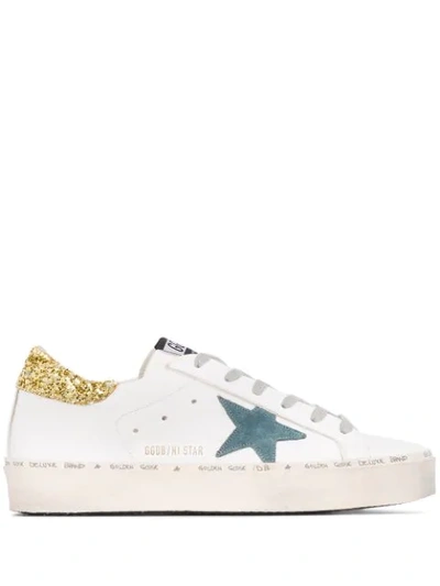 Shop Golden Goose High Star Glitter Sneakers In White