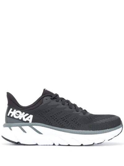 Shop Hoka One One Clifton Logo Sneakers In Black