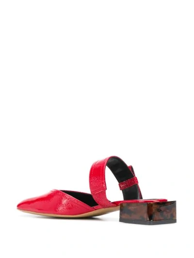 Shop Ganni Strappy Flat Mules In Red