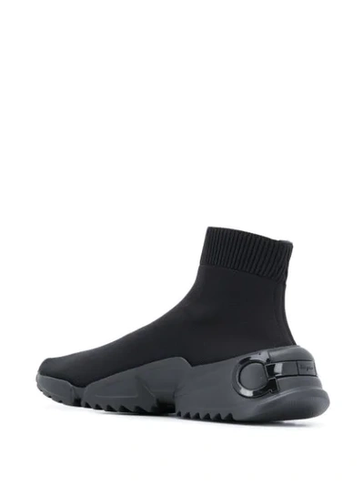 Shop Ferragamo Gancini Sock-style Sneakers In Black