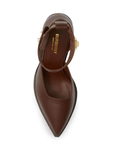 Shop Burberry Block-heel 100mm Pointed Pumps In Brown