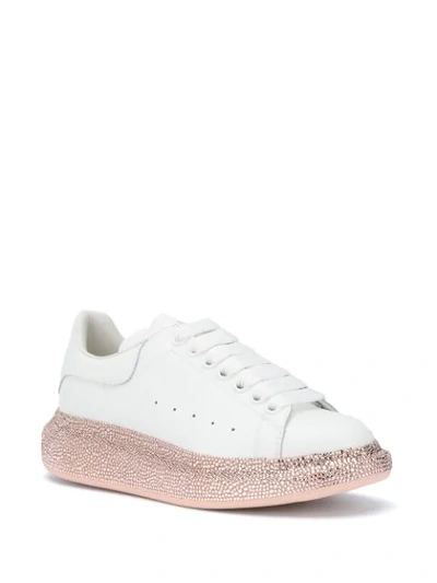 Shop Alexander Mcqueen Oversized Crystal Sole Sneakers In White