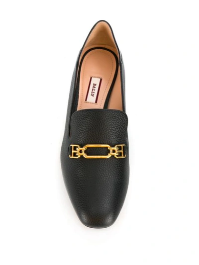 Shop Bally Logo Plaque Loafers In Black