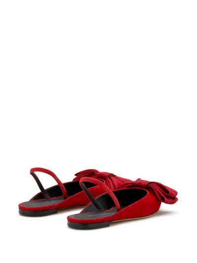 Shop Giuseppe Zanotti Bow Slingback Ballerina Shoes In Red
