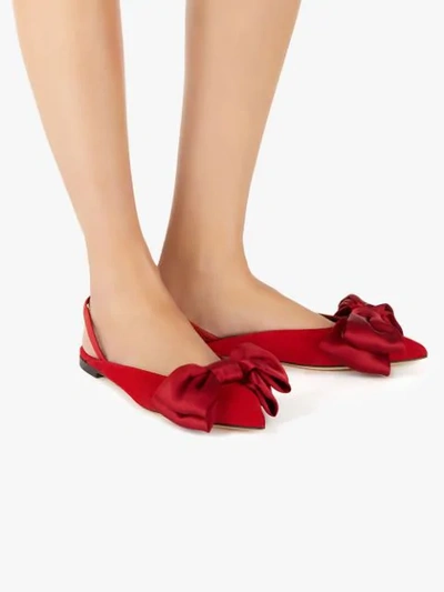Shop Giuseppe Zanotti Bow Slingback Ballerina Shoes In Red
