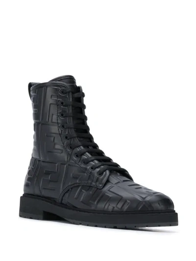 Shop Fendi Ff Logo Combat Boots In Black