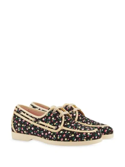 Shop Gucci X Liberty Floral Boat Shoe In Black