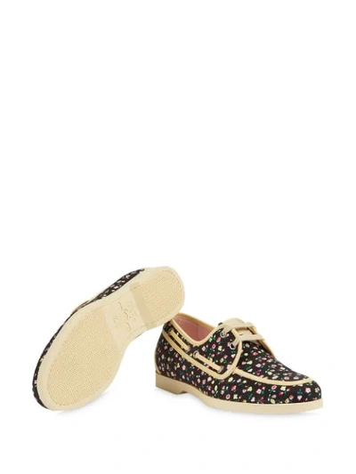 Shop Gucci X Liberty Floral Boat Shoe In Black