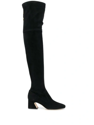 Shop Alberta Ferretti Over The Knee Boots In Black