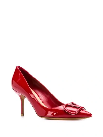 Shop Valentino Vlogo Pointed-toe Pumps In Red