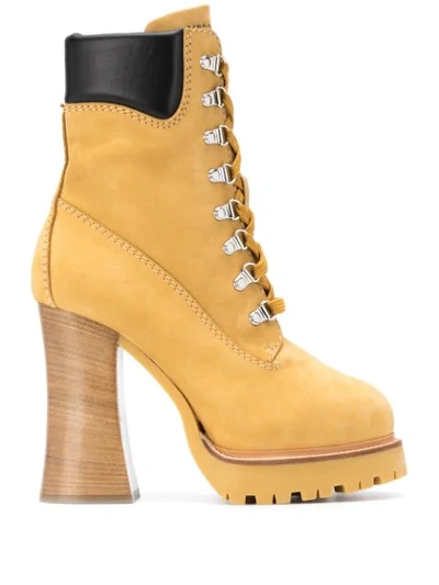 Shop Moschino Combat Trekking 130mm Boots In Yellow