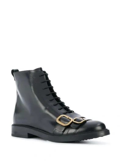 Shop Tod's Buckle-detail Flat Boots In Black