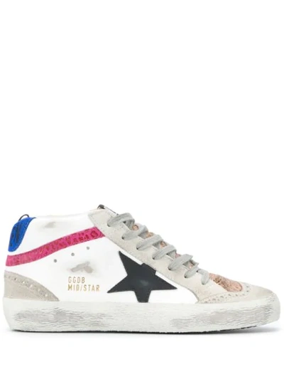 Shop Golden Goose Mid Star Leather Sneakers In White ,gold