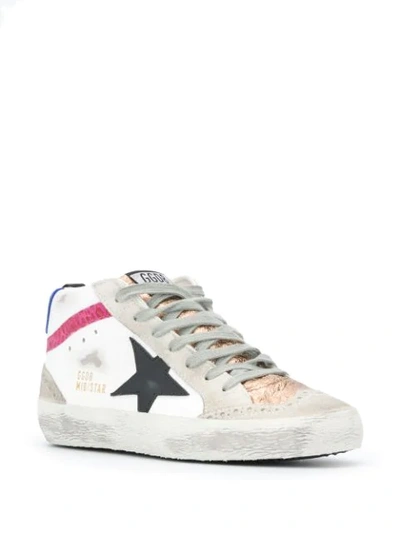 Shop Golden Goose Mid Star Leather Sneakers In White ,gold