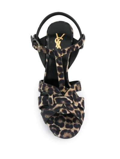 Shop Saint Laurent Tribute Leopard Sandals In Brown