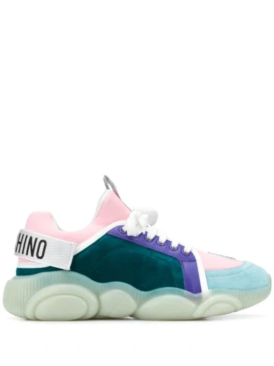 Shop Moschino Teddy Run Panelled Sneakers In Pink