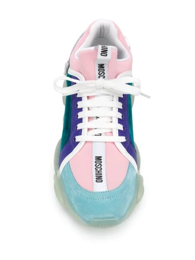 Shop Moschino Teddy Run Panelled Sneakers In Pink