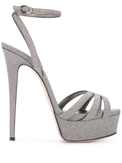 Shop Le Silla Lola 140mm Glitter Sandal In Silver