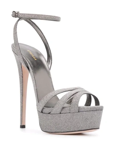Shop Le Silla Lola 140mm Glitter Sandal In Silver