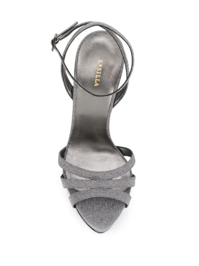 Shop Le Silla Lola 140mm Glitter Sandal In Silver