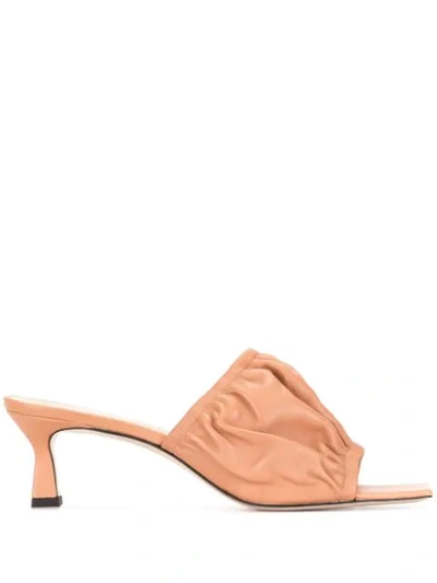 Shop Wandler Ava 50mm Ruched Mules In Pink