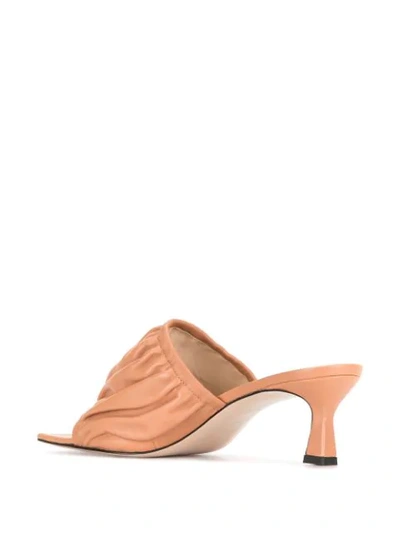 Shop Wandler Ava 50mm Ruched Mules In Pink