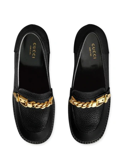 Shop Gucci Chain-detail Mid-heel Moccasins In Black