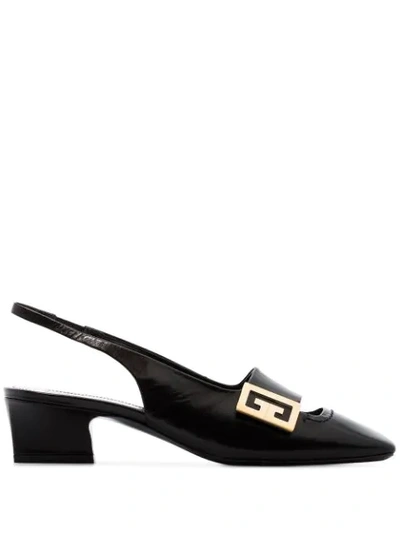 Shop Givenchy Mystic 50mm Logo Plaque Slingback Pumps In Black