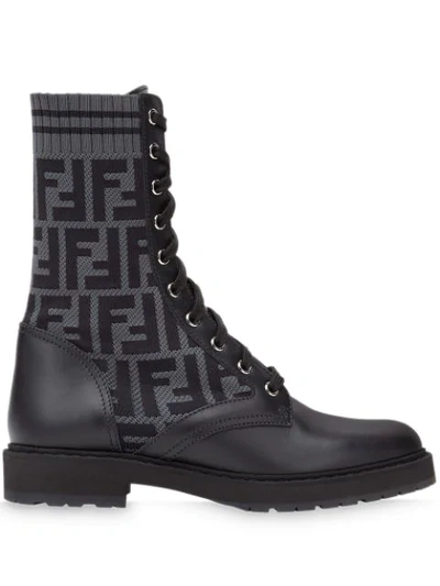 Shop Fendi Rockoko Ff Combat Boots In Black